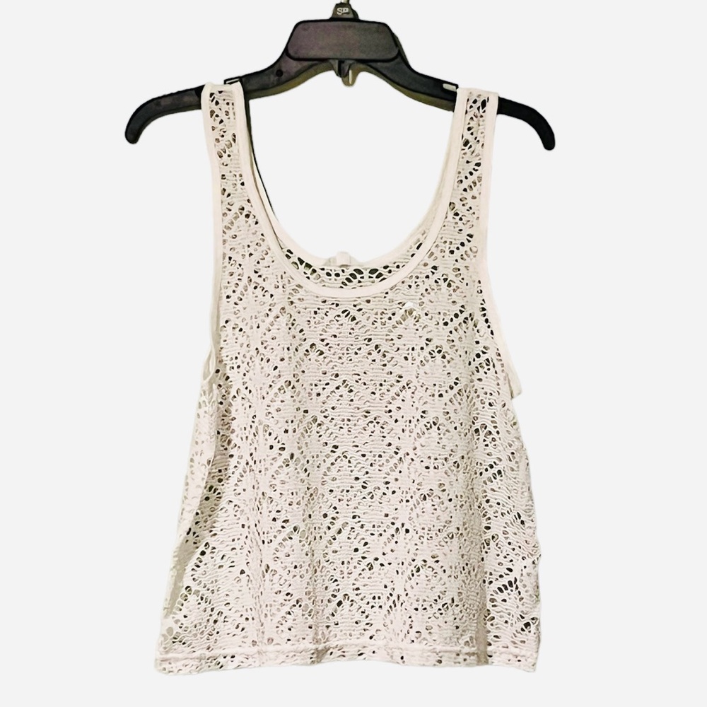 Aeropostale Ivory White Eyelet Overlay Layering Knit Tank Top